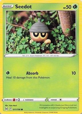 Seedot - (Artist Yuka Morii) 011/196 Common 2022 Lost Origin Pokemon NM