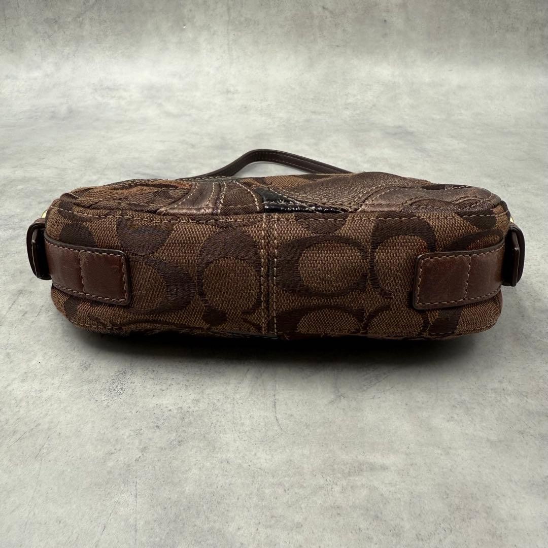 COACH Shoulder Bag Patchwork Brown Leather Canvas… - image 22