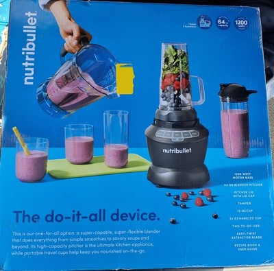 NutriBullet 1200 Watt Blender Combo with Single Serve Cups NBF50500 Gray