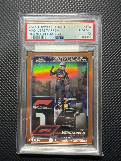 2024 Topps Chrome Formula 1 Orange Refractor #170 Max Verstappen 19/25 PSA 10