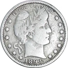 1893 U.S. BARBER SILVER QUARTER 25c COIN (Fine) 2nd Mintage Year