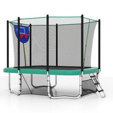 317 x 255 cm Rectangle Outdoor Trampoline w/Basketball Hoop