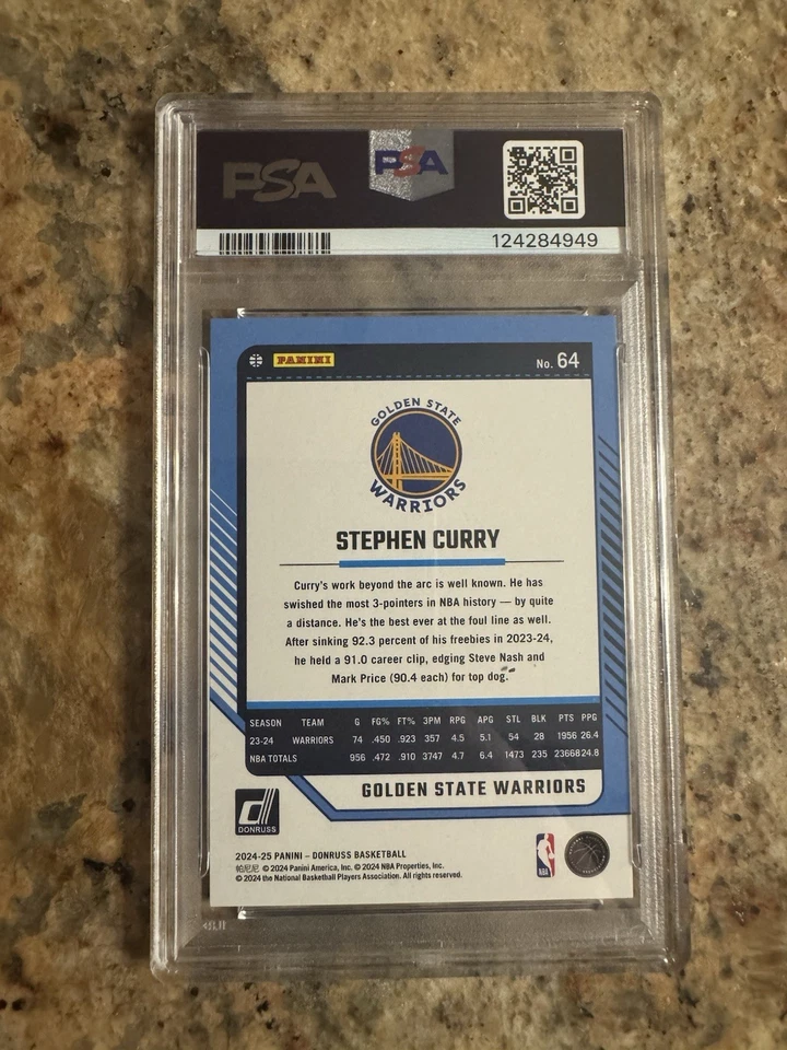 Donruss Stephen Curry Blue Choice 2024 PSA 9 Mint Warriors SP Parallel Foto 2 de 2