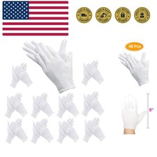 48 Pcs White Gloves, ANDSTON 24 Pairs Soft Cotton Gloves, Coin Jewelry Silver...
