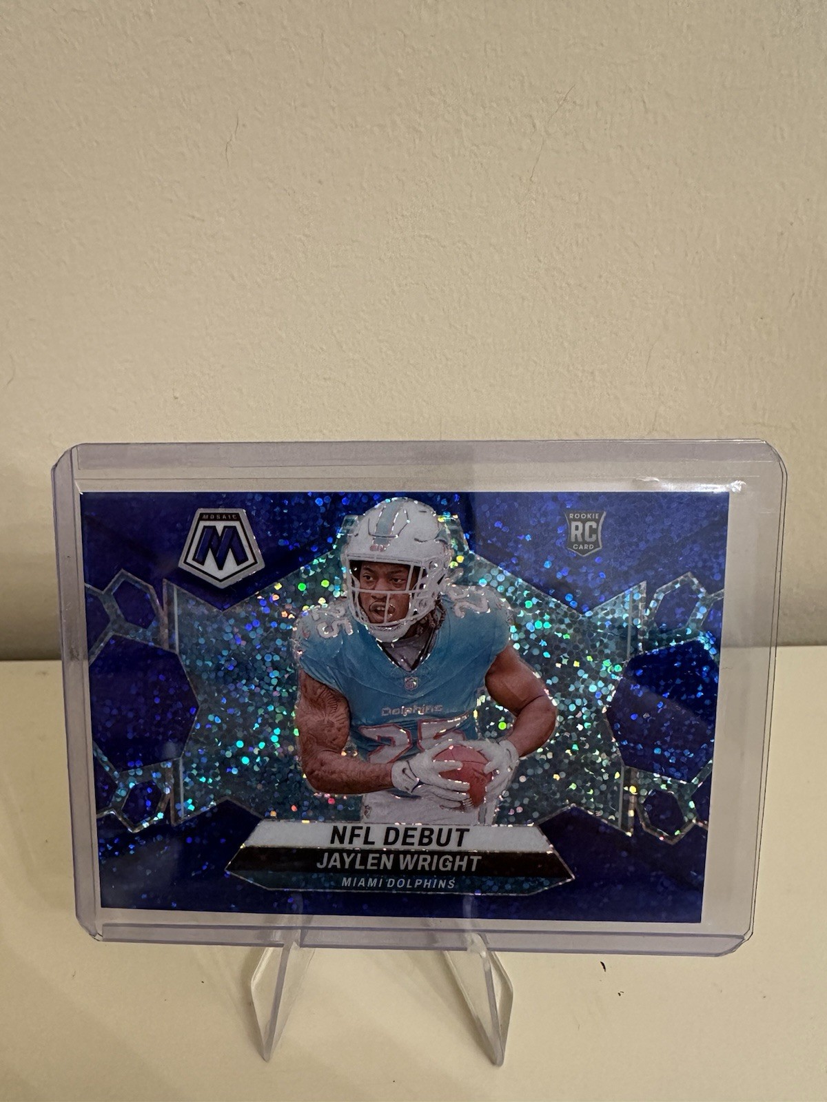 JAYLEN WRIGHT 2024 Panini Mosaic Blue Sparkle RC NFL Debut #280 Dolphins /96
