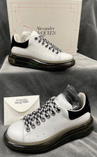 NIB 36 Alexander McQueen Larry Oversized Sneakers White Leather Black Gel Sole