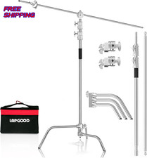 Heavy Duty C Stand 10.8ft/330cm with Boom Arm Sandbag Grips 100 StainlessSteel