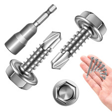 Self Tapping Screws for Metal, 100Pcs 8 X 5/8" Sheet Metal Screws, 410 Stainles