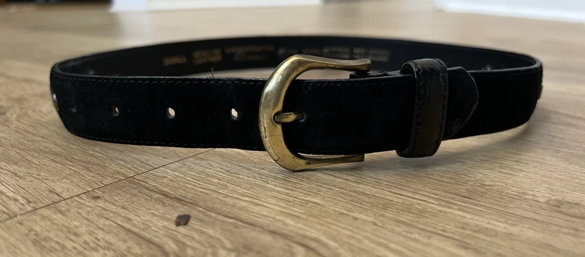 Liz Claiborne 90s Vintage Black Leather Gold Buckle Women Wide Belt Fits Small M Liz Claiborne Women main image 3