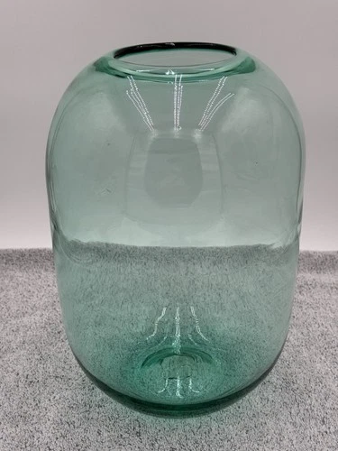 Vintage 1980 Blenko by Don Shepherd #8016L Glass Pill Vase 12" Aqua Blue Teal