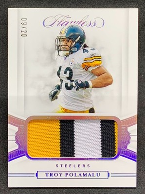 2020 Panini Flawless TROY POLAMALU Steelers HOF Used Jumbo Patch Holo Foil SP 20