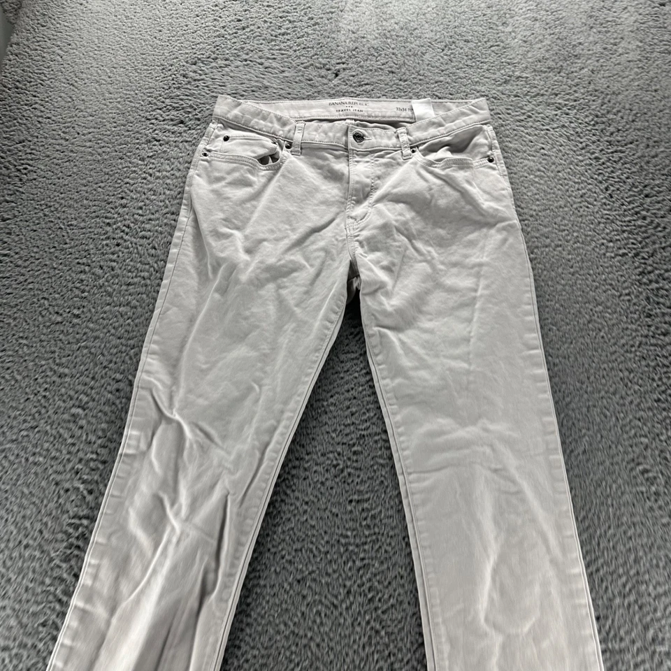 Jeans Banana Republic para Hombres 33x34 Blanco Algodón Elastizado Calce Ajustado Jean de Viaje Foto 2 de 4