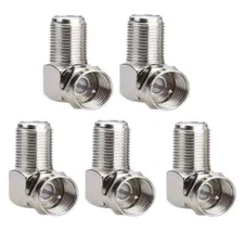5 Pack Lot - F Type Right Angle 90 Degree M/F Coax Cable TV Adapter Connector