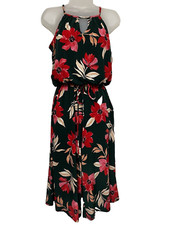 New MAGGY LONDON Jumpsuit 8 Floral Tropical Hawaiian Resort Cruise Vacation