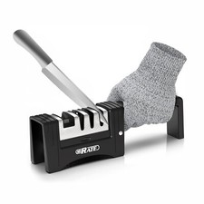Afilador de cuchillos plegable 4 en 1 tijeras herramienta de afilado y guantes resistentes a cortes