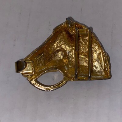 Mimi di N gold tone Horse Head Belt Buckle signed EUC 1  display picture 1