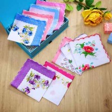 Mixed Lot 20 Square Hanky Cotton Vintage style floral Handkerchiefs Women