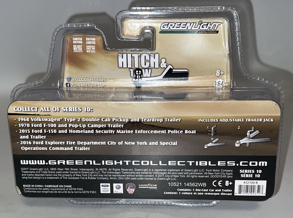 GREENLIGHT HITCH & TOW SERIES 10 1970 FORD F100 & POP-UP CAMPER TRAILER 1:64 HTF - Image 2 of 3