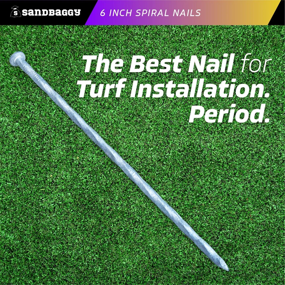 Sandbaggy 6 inch Galvanized Artificial Turf Nails - Spiral Landscape Spikes - Image 4 of 4