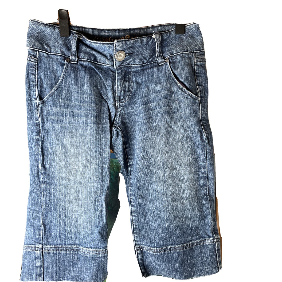 Refuge Womens Bermuda Style Jean Shorts Size Blue Denim Low Rise