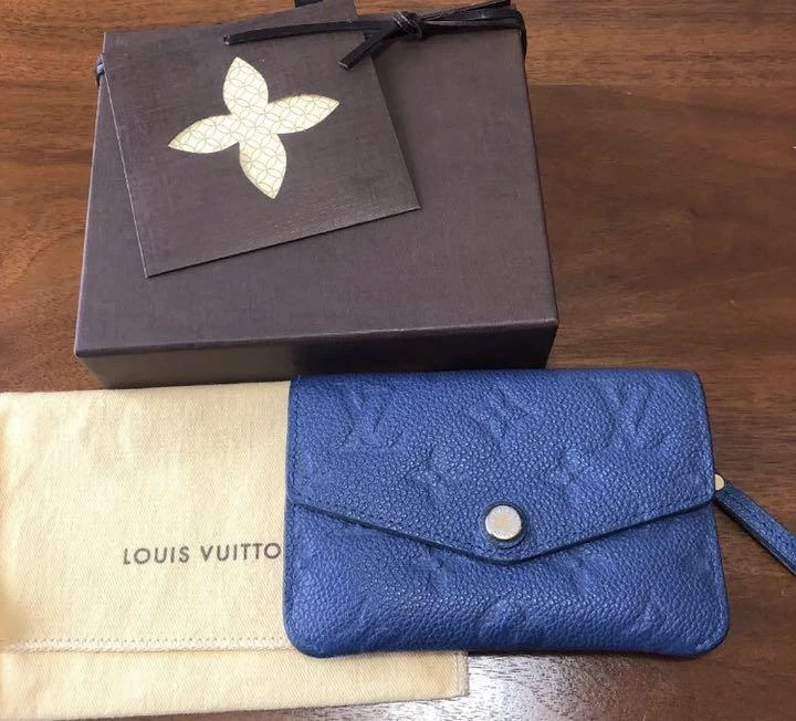 Auth LOUIS VUITTON Pochette Cle M41965 Denim Encre Monogram Empreinte JP VG