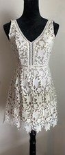 Signature 8 Dress Women's Small Off-White Floral Sleeveless Mini Lace