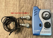  TINY VINTAGE COBY CX-12 PORTABLE AM/FM RADIO INC EARBUDS -- WORKS PERFECTLY  