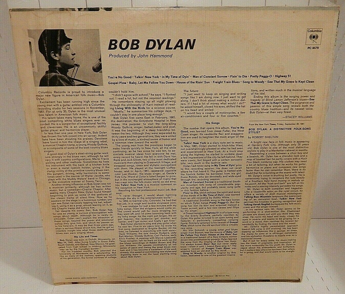 BOB DYLAN Self Titled Debut 1975 JC 8579 super clean 1AB/1AF Super