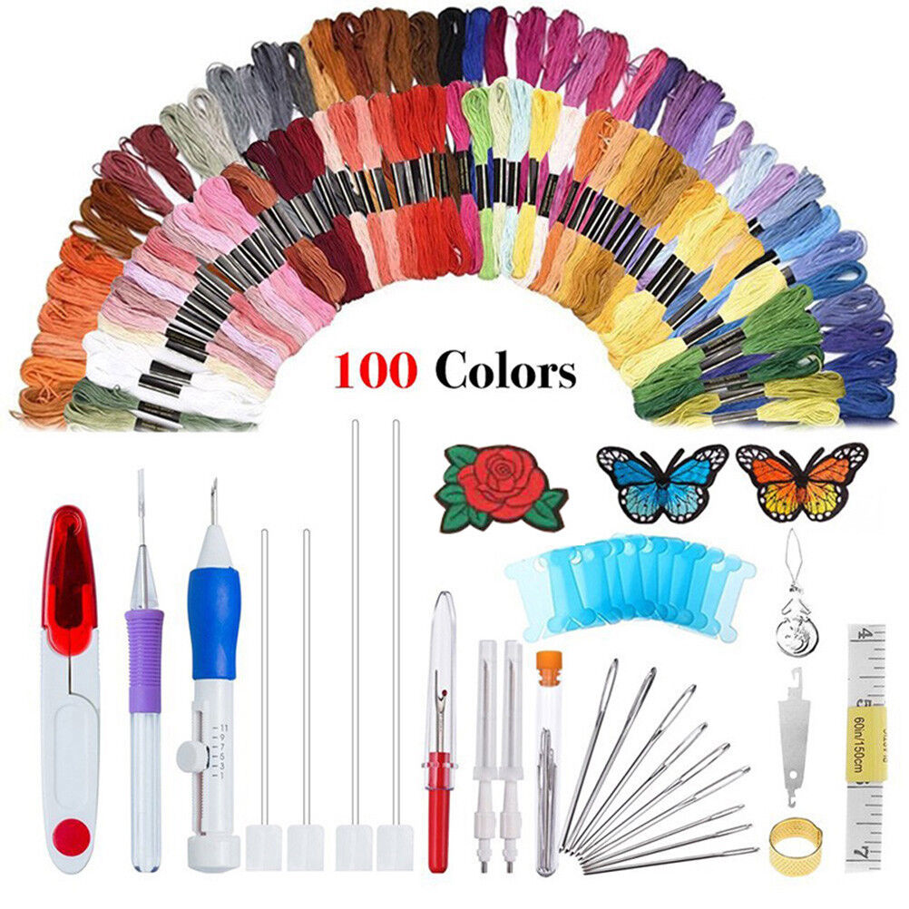 Magic DIY Embroidery Pen Sewing Tool Kit Punch Needle Sets 100 T