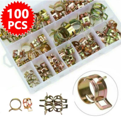 ELECTRAPICK 100Pcs 6-17mm Spring Hose Clips Mikalor Fuel Air Gas Water Pipe Self Clamping uk
