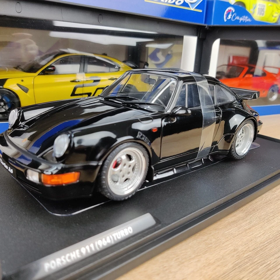 VOITURE SOLIDO PORSCHE 911 (964) TURBO BLACK 1990 1:18 NEUF NEW BOX S1803404 - Photo 2/4