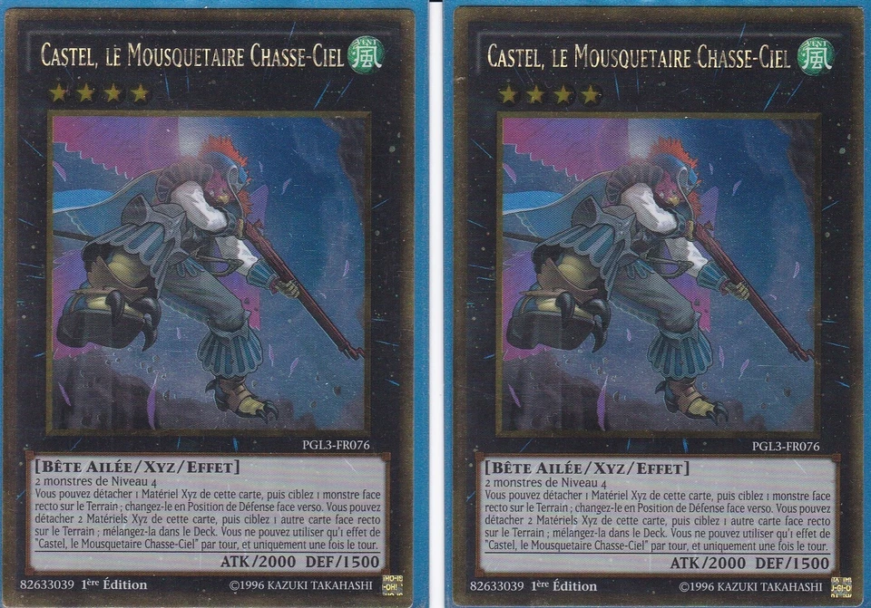 Yu-Gi-Oh! 2x Castel, le Mousquetaire Chasse-Ciel PGL3-FR076 1ère Gold EXCELLENT - Photo 1/1