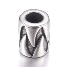 10pcs 304 Stainless Steel European Large Hole Column Beads Metal Loose 12x9mm