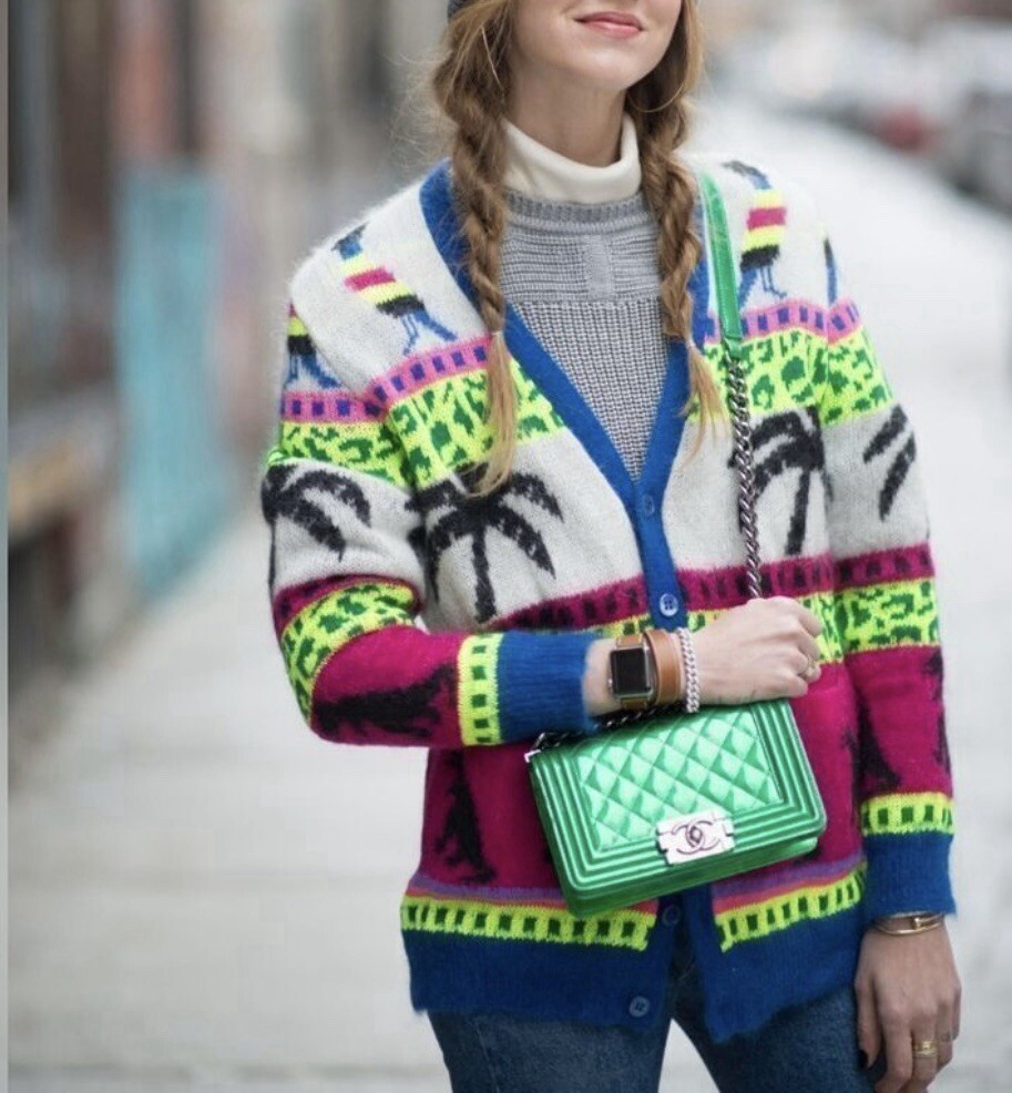 SAINT LAURENT Cardigan dinosauro Saint Lauren jacquard mohair nuovo con etichetta multi taglia XS