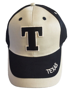 Texas Hat Cap Adjustable Embroidered Two Tone Black & Beige By Eagle Crest T Hat