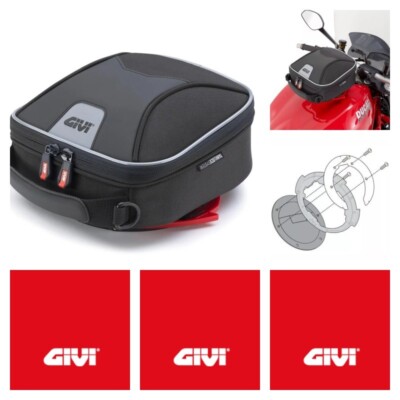 Givi XS319Y 3 Litre Motorcycle Tank Bag & KTM Duke 125/390 Tank Ring - Black