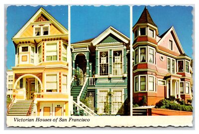 CA San Francisco at night - Victorian row houses Painted Ladies