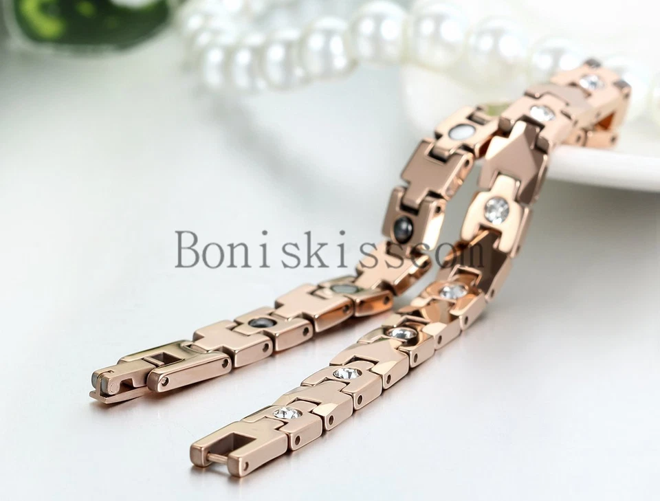 Potente pulsera de terapia magnética para mujer con dije de carburo de tungsteno para salud Foto 3 de 4