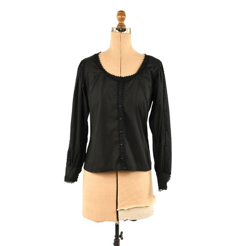 Vintage 70s Black Cotton Button Down 