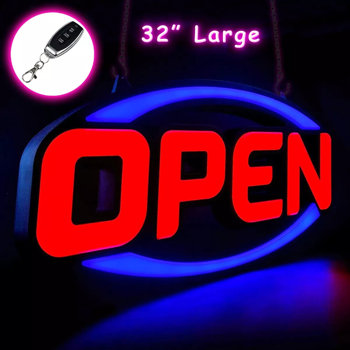 Large LED Open Sign Neon Bright for Restaurant Bar Club Shop Store Business  Oval