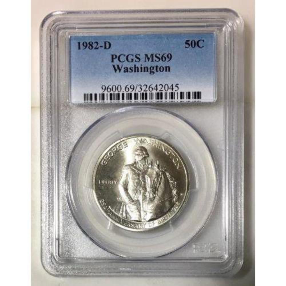 ☆金終 【PCGS MS65】1982-D アメリカ ワシントン州 50C銀貨 完全未使用 //