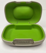 New Small Phonak Hearing Aid Case  Approx 3 x 2.25 x 1 Inches. Made by Phonak.