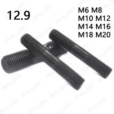 Black 12.9 Steel Double End Studs Rods Clamping Type M8 M10 M12 M14 M16 M18 M20