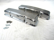 1958-86 Sbc 350 Chevy Finned Valve Cover Short Wo Hole Polished E41004p 1958-86 Sbc 350 Chevy Finned Valve Cover Short Wo Hole Polished E41004p