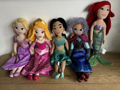Disney Plush Soft Toys Princess Bundle Ariel Aurora Rapunzel Jasmine Anna - Foto 1 di 6