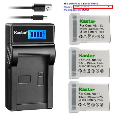 Kastar Battery LCD USB Charger for Canon NB-13L CB-2LH Canon PowerShot SX720 HS