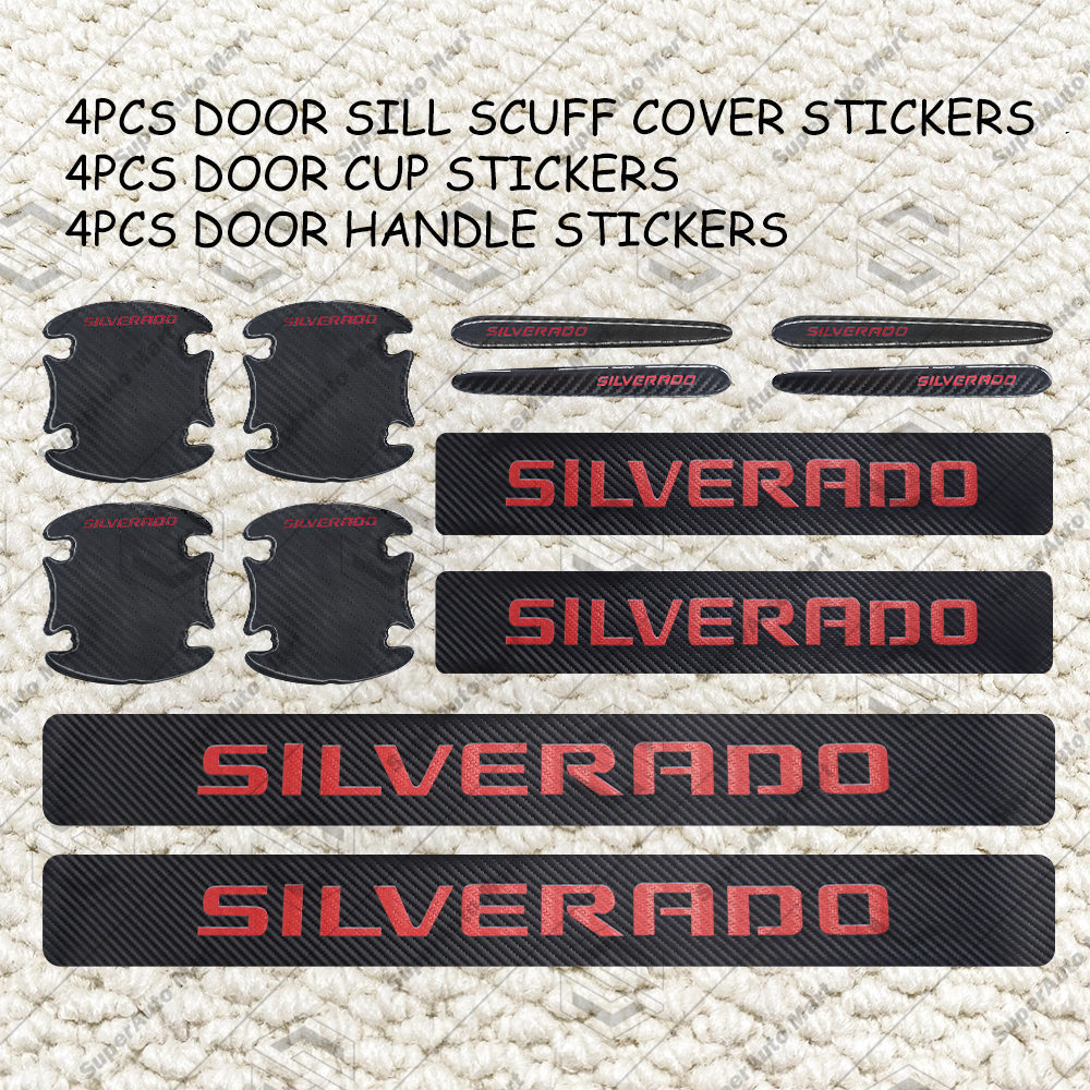 12X Silverado Door Sill Scuff Plate Protector Anti-Scratch Cover