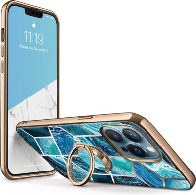i-Blason Cosmo Snap Case for iPhone 13 Pro Max (6.7 In) w/ring holder, Ocean
