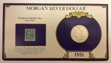 1881 Morgan SILVER DOLLAR with USP James A. Garfield 