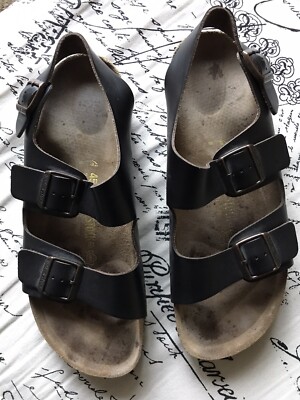 Birkenstock Arizona slide sandals Vintage NOS Black Leather 45 US 11.5-12 Womens Birkenstock Arizona Slide Sandal - Black | Journeys main image 3